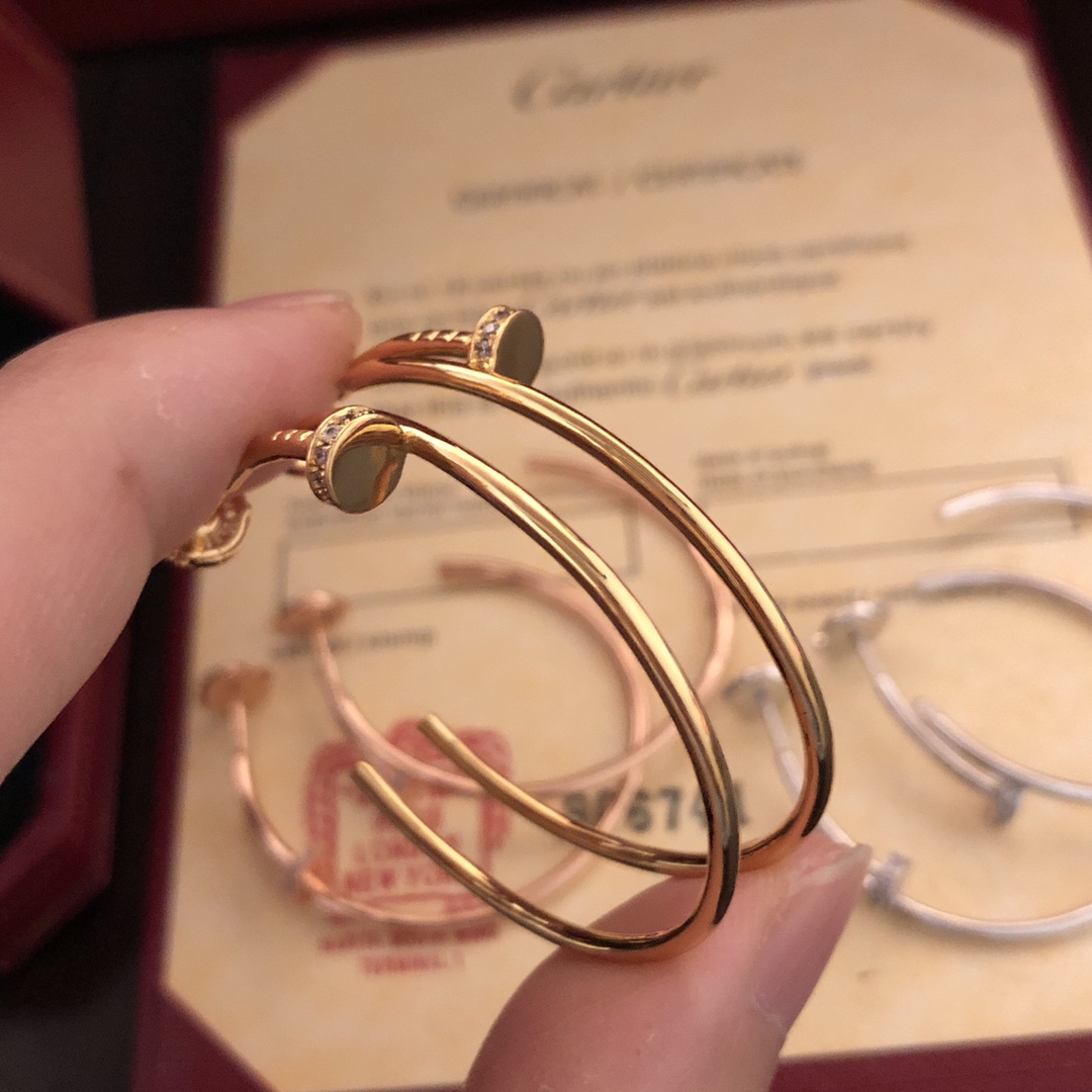 Cartier half diamond nail earrings Juste un clou series jewelry