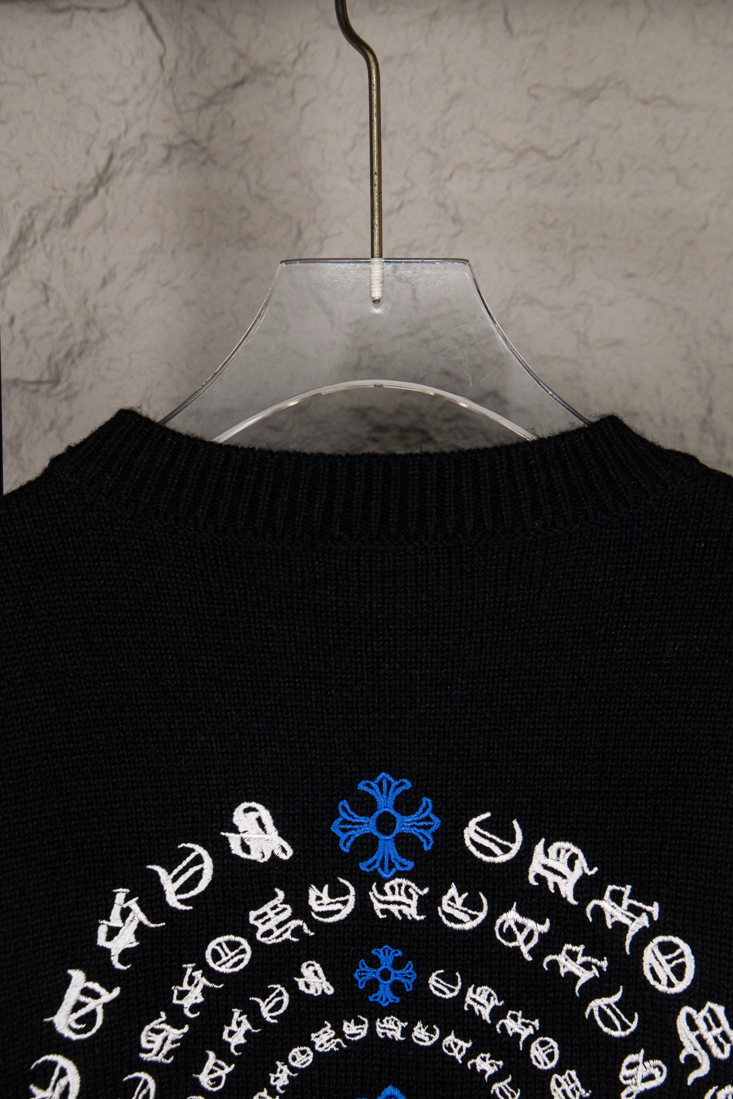 Chrome Hearts CH Embroidered holey knitted sweater pullover