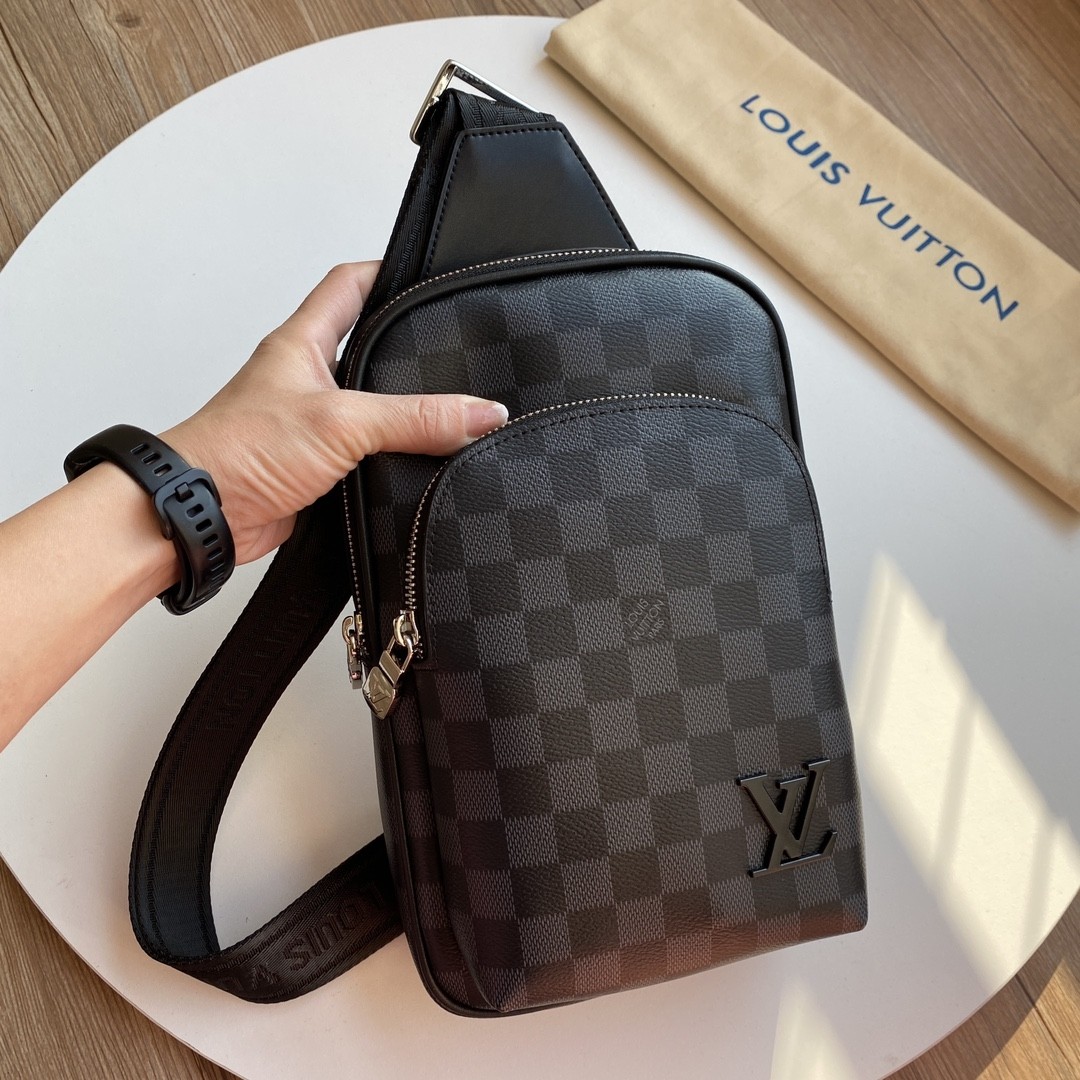 Top version LV monogram shoulder Backpack genuine leather men's bag