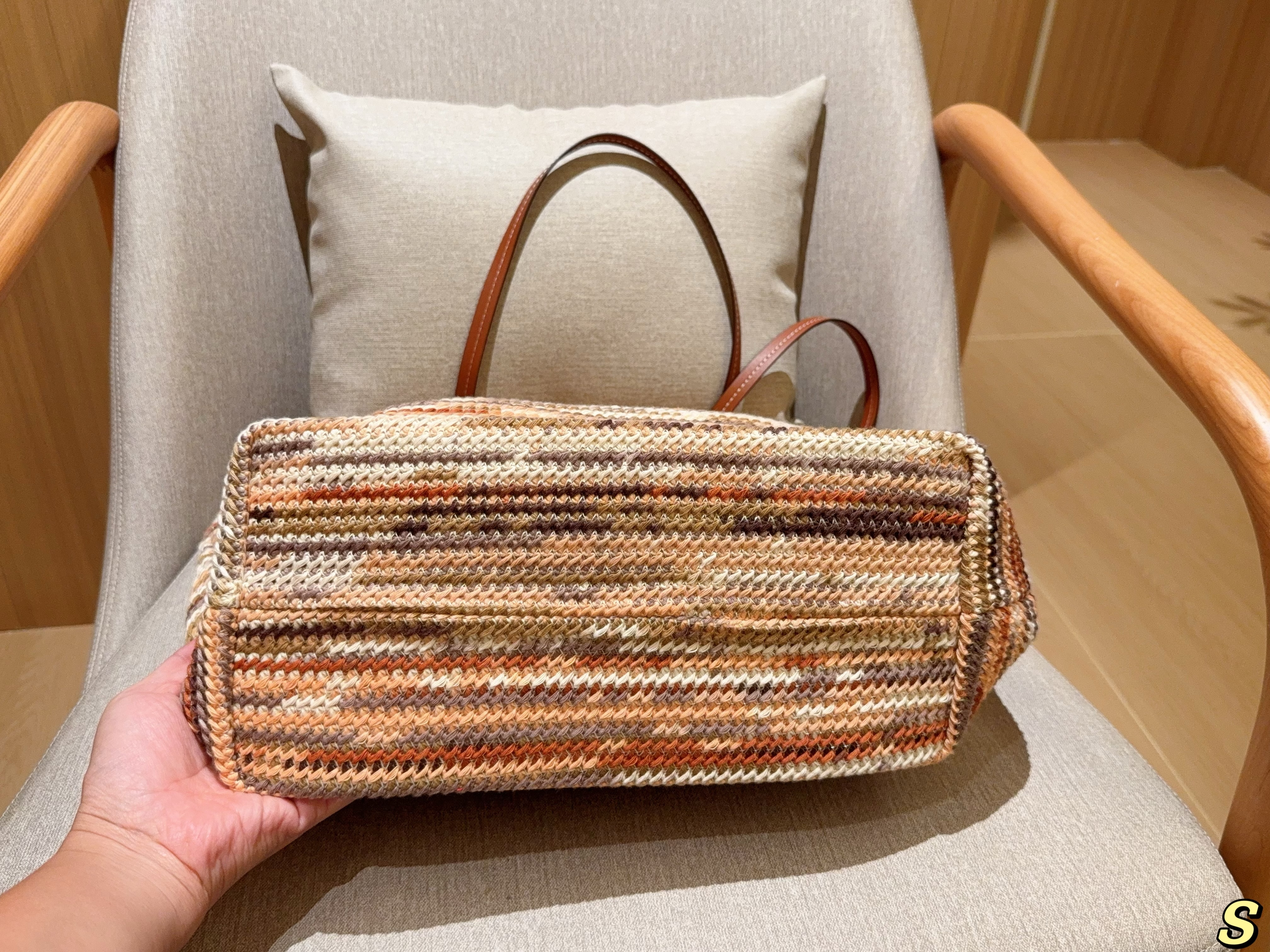 Miumiu woven rainbow tote bag