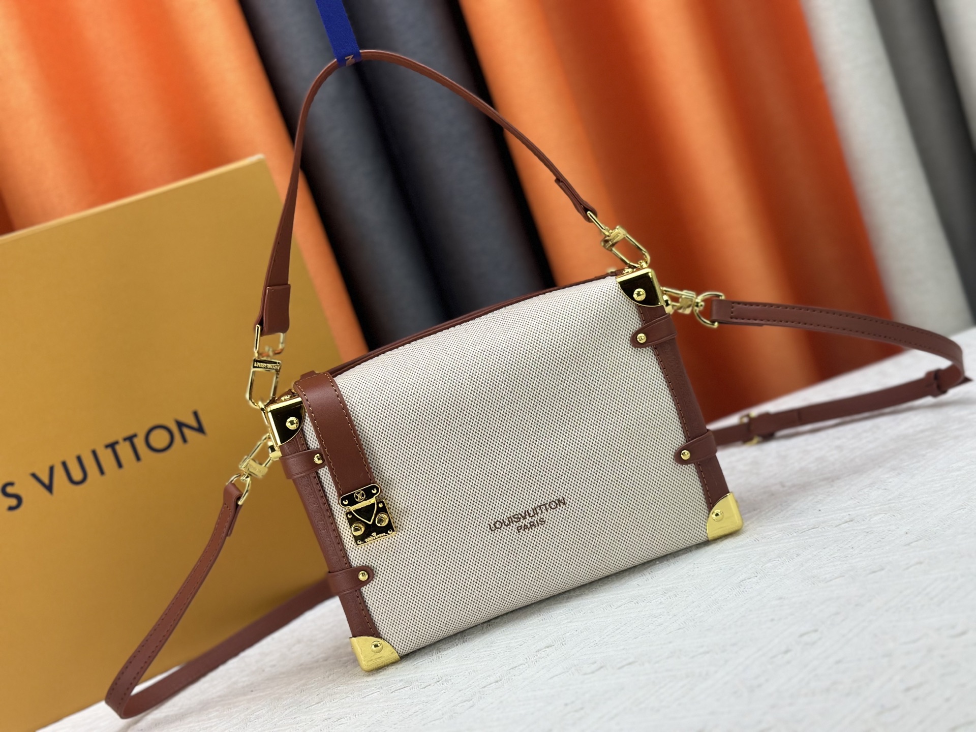 Louis Vuitton LV Side Trunk Natural Canvas S-lock Shoulder Bag