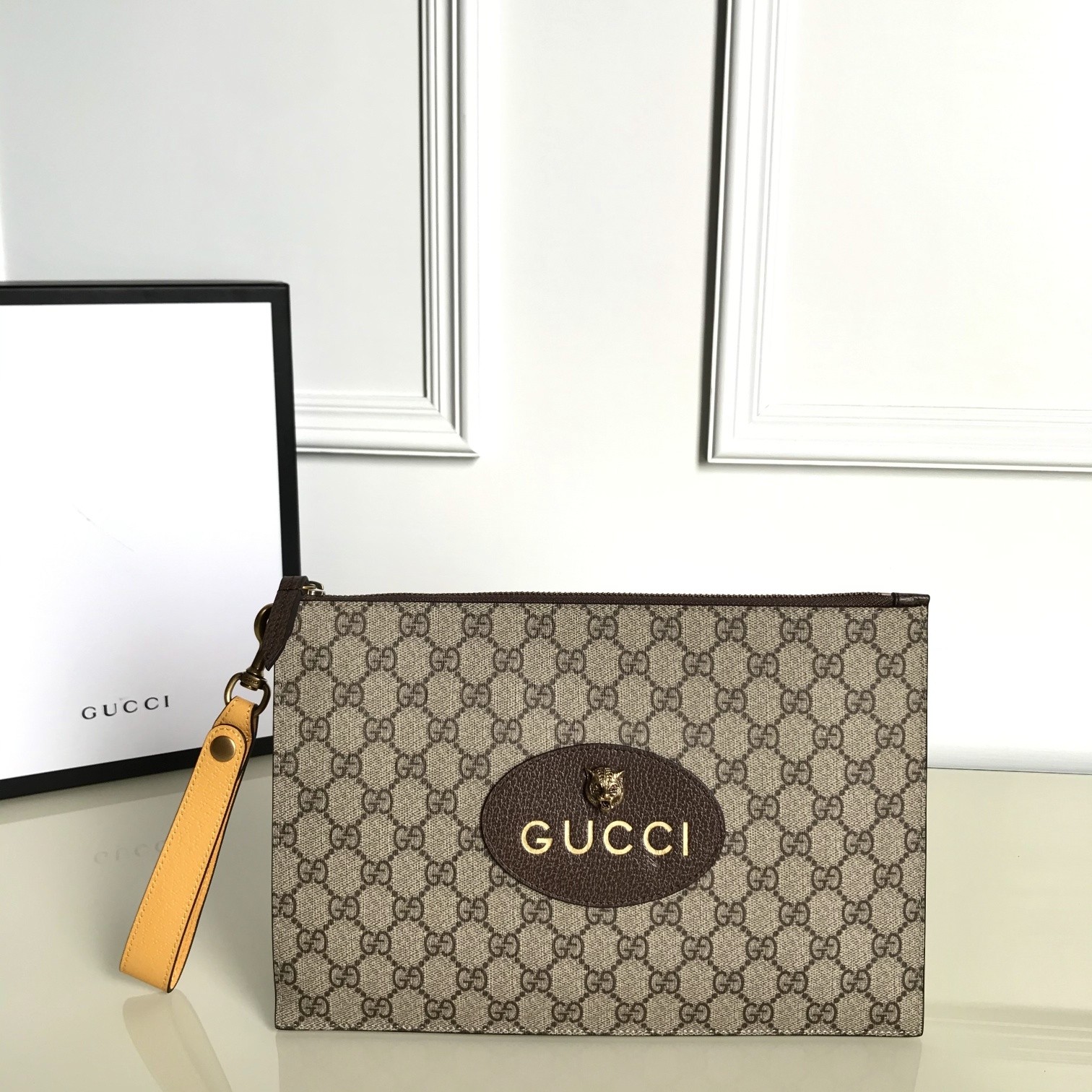 Gucci Tiger-head printed handbag