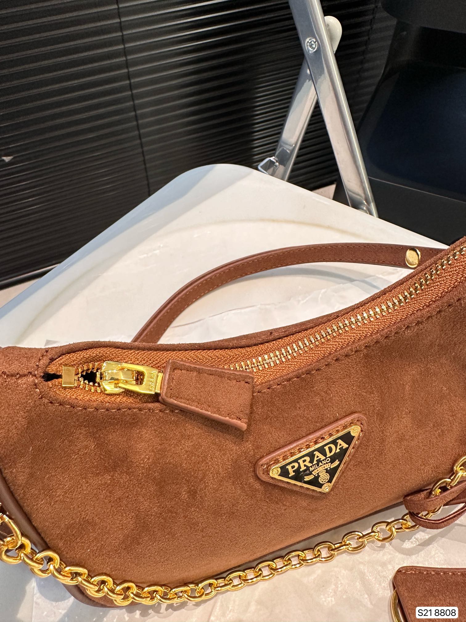 Prada hobo chain bag suede crossbody bag