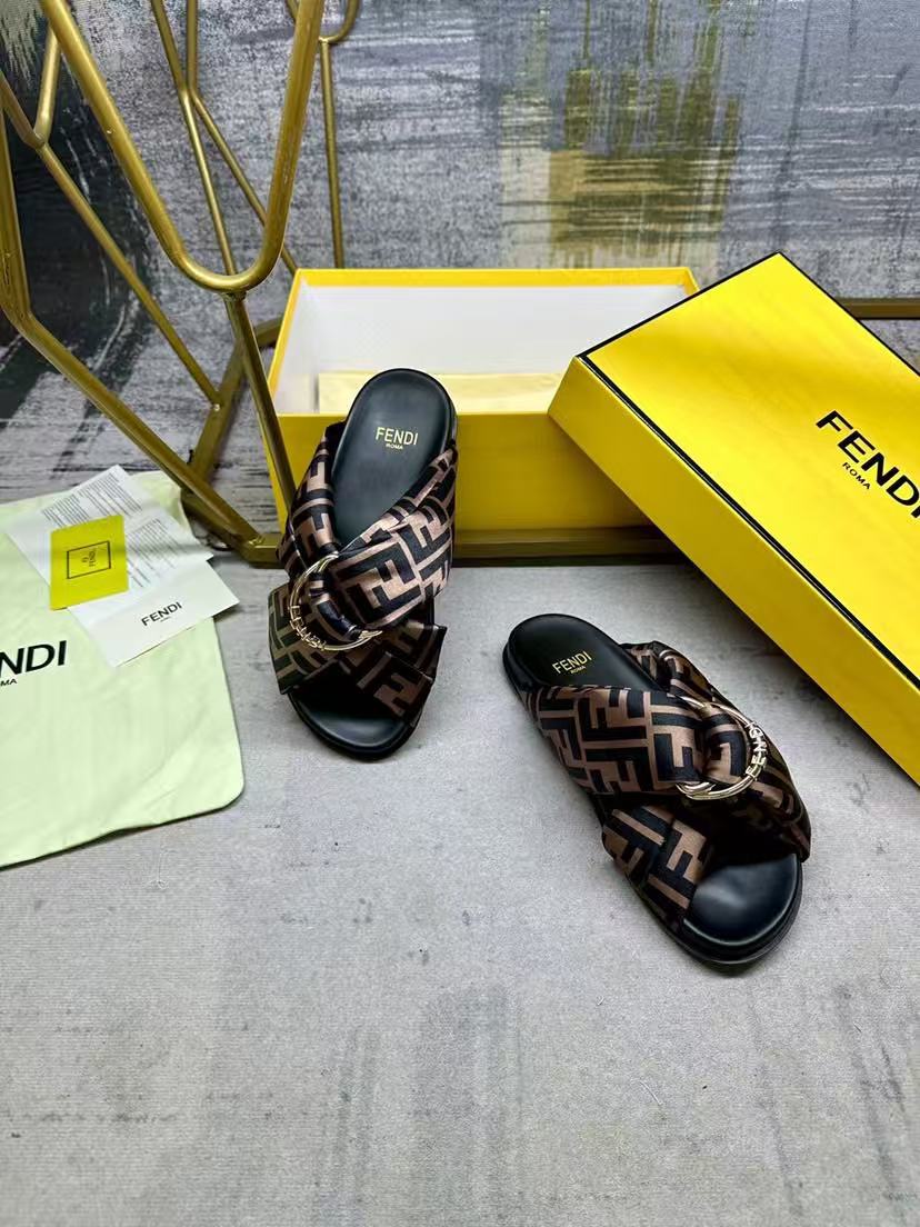 Fendi silk slippers