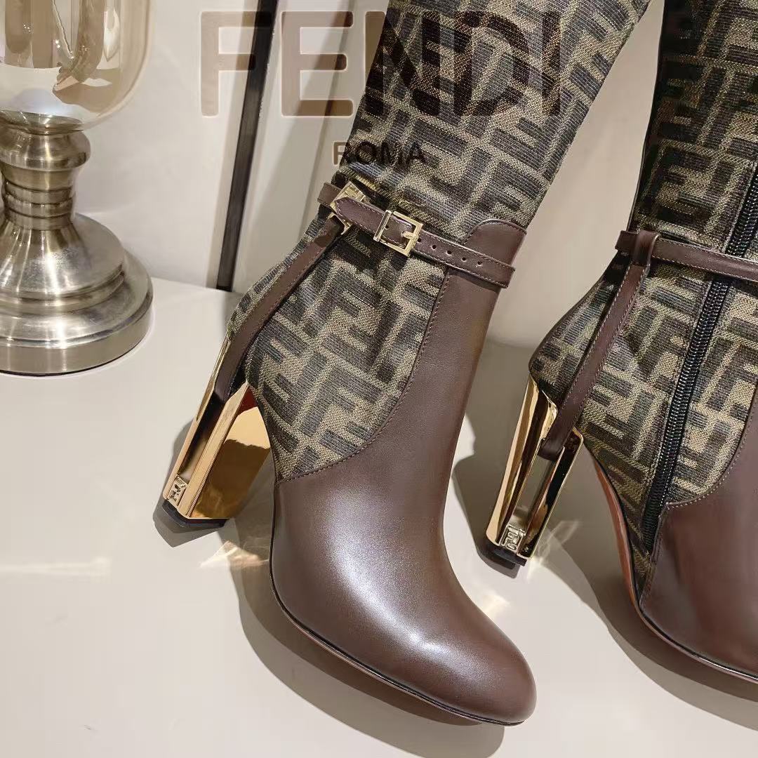 Fendi Delfina leather high-heeled boots