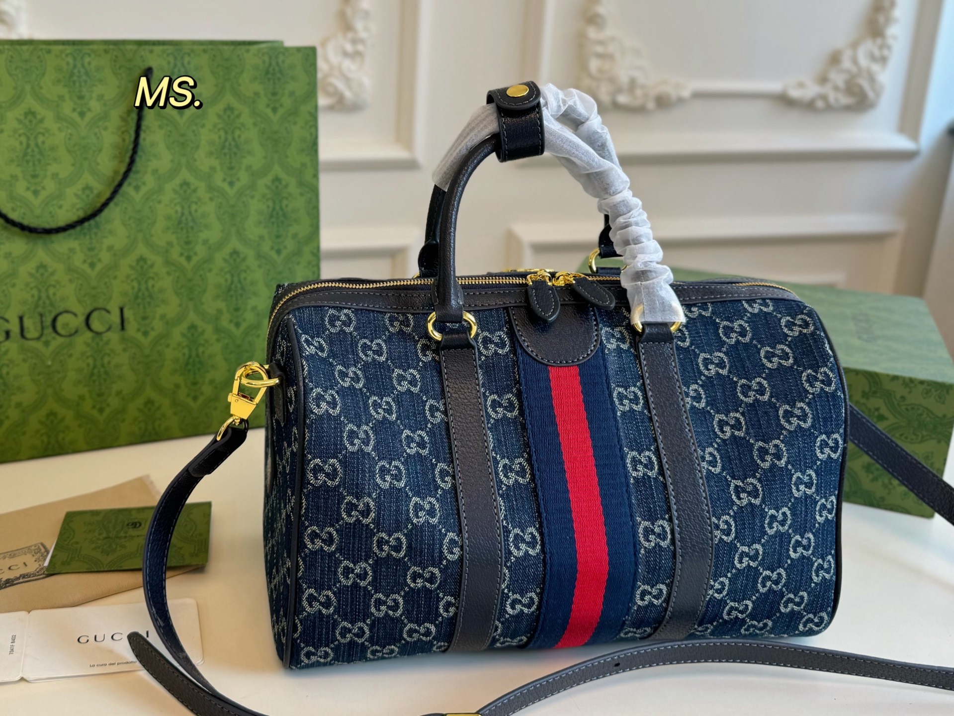 Gucci Denim Boston Pillow Bag