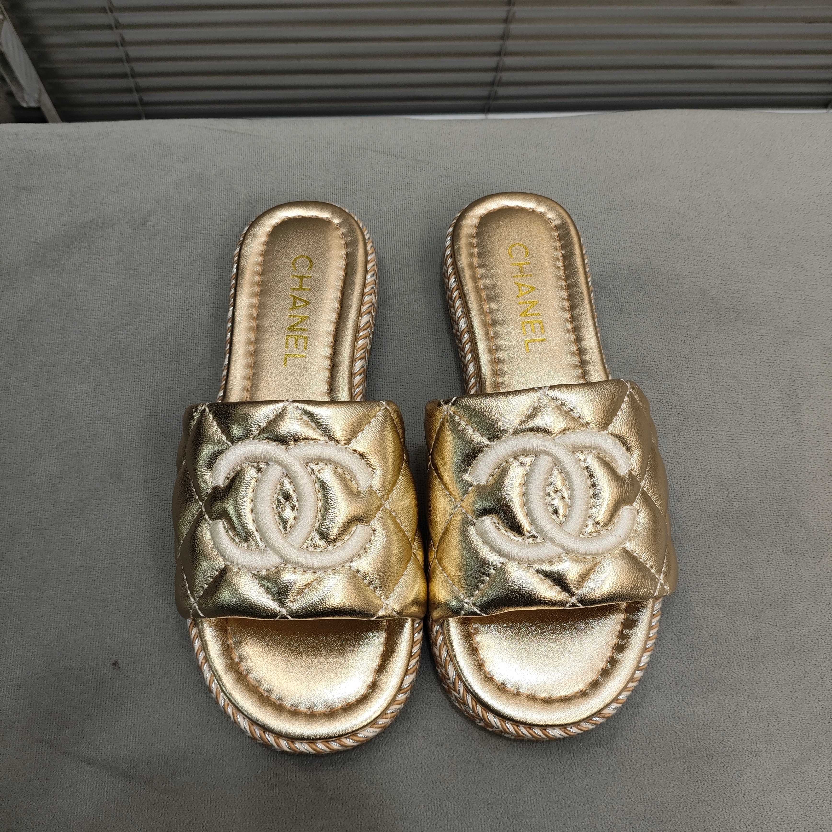 Chanel Sheepskin rubber sole Slippers