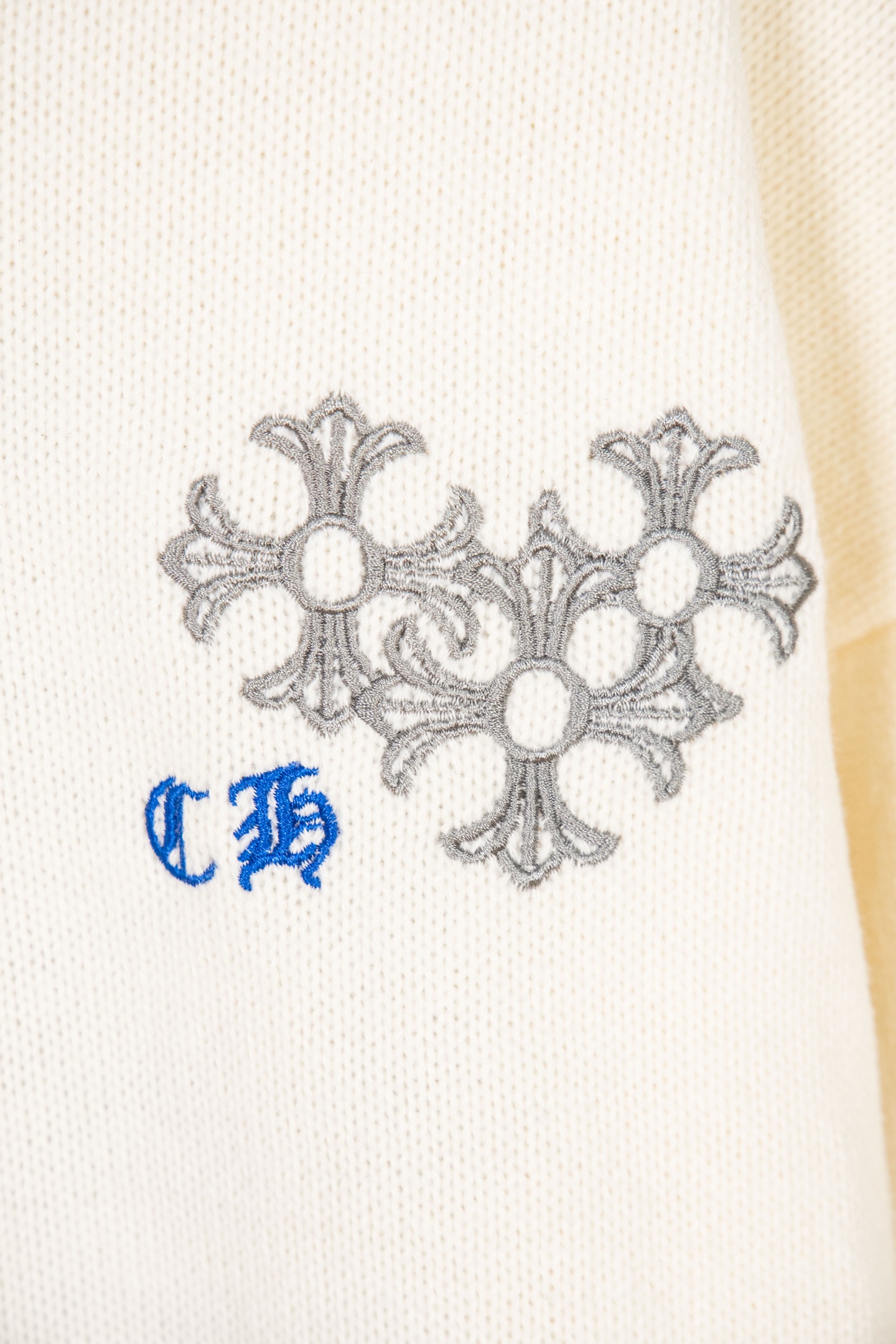 Chrome Hearts CH Embroidered holey knitted sweater pullover