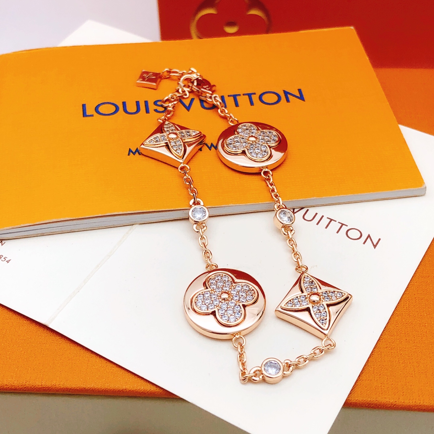 LV diamond-encrusted flower bracelet