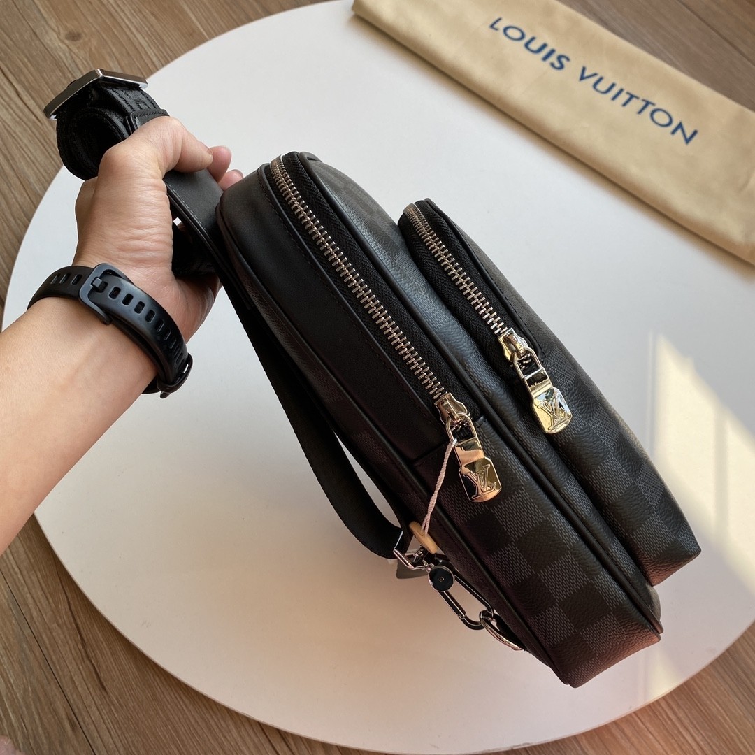 Top version LV monogram shoulder Backpack genuine leather men's bag