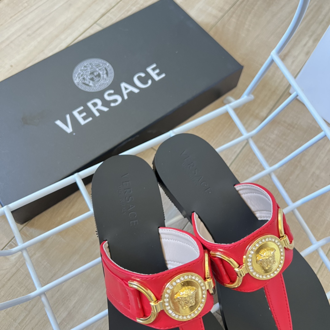 VERSACE Medusa Flat Ankle Strap Sandals