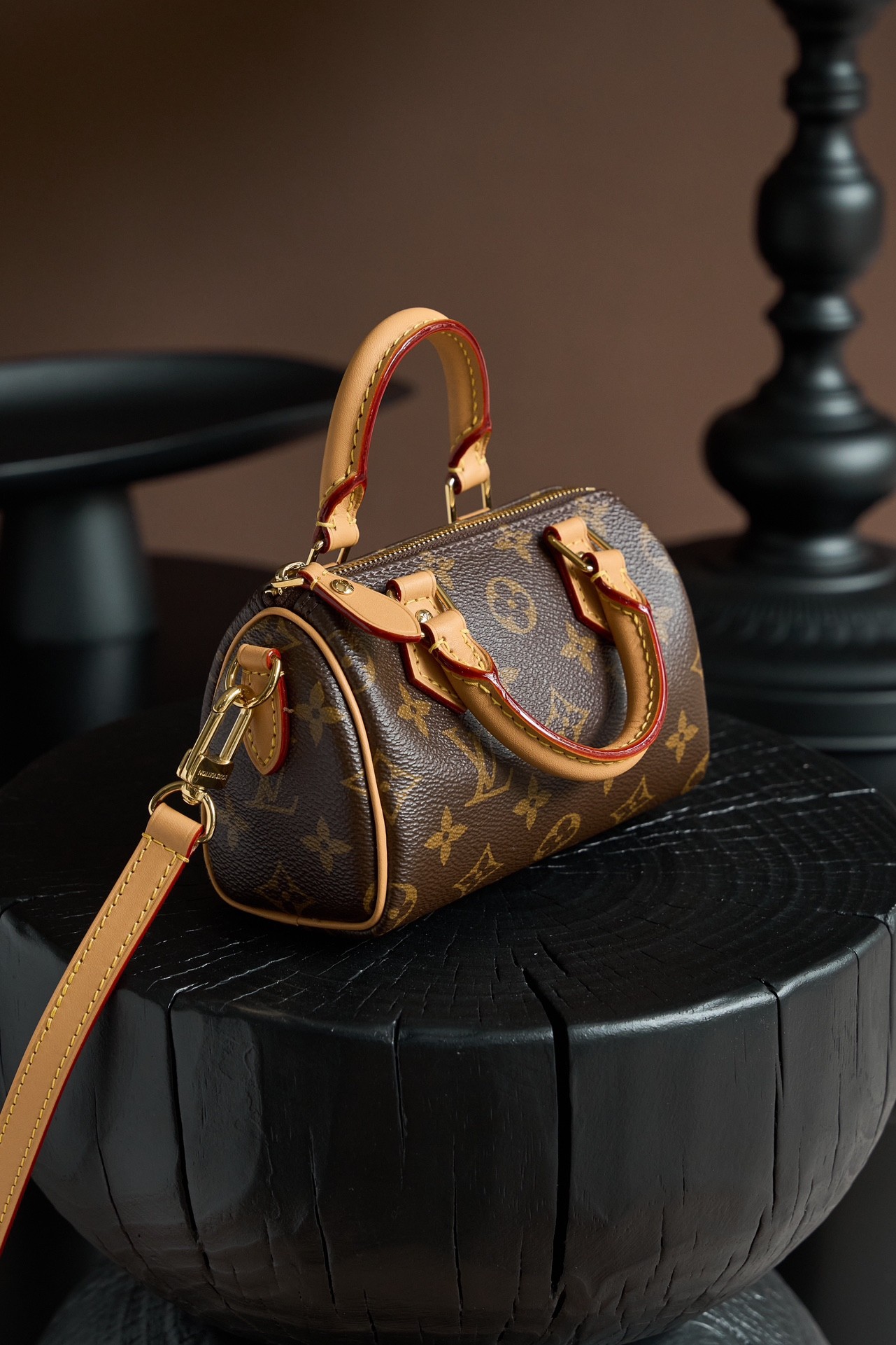 Top version LV nano speedy monogram shoulder bag