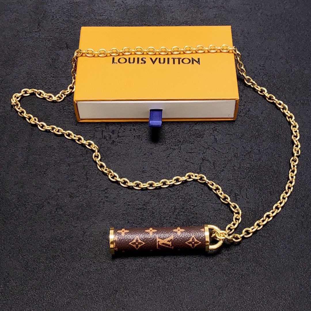 Louis Vuitton bucket leather long necklace