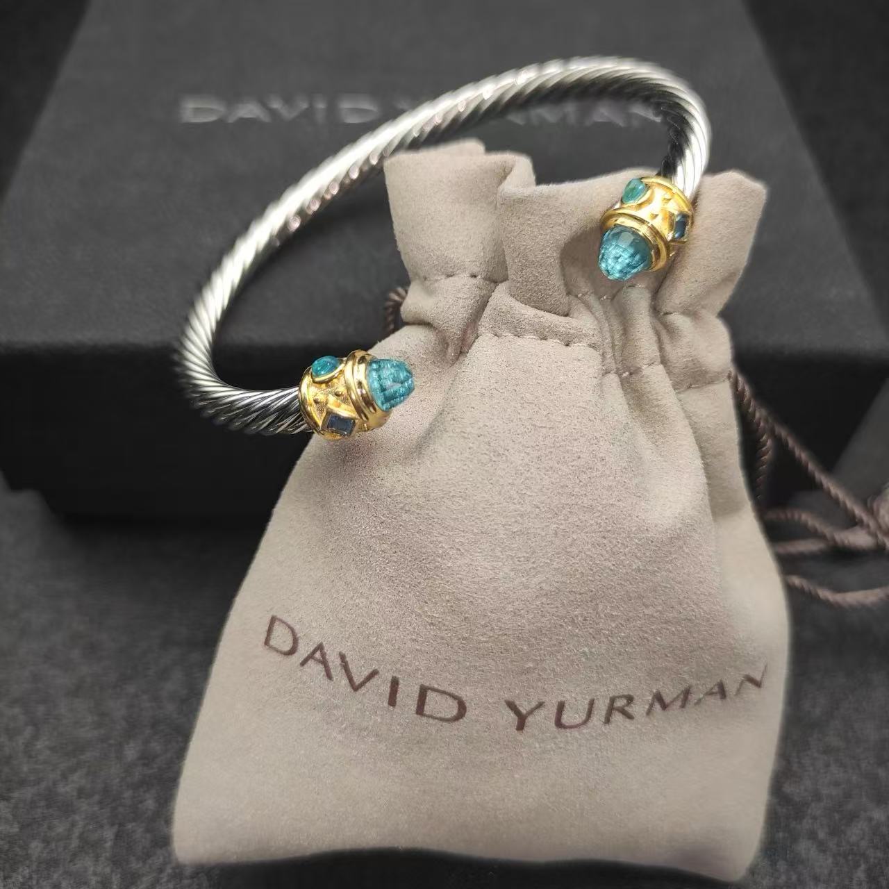 David Yurman 5MM gold head diamond bracelet