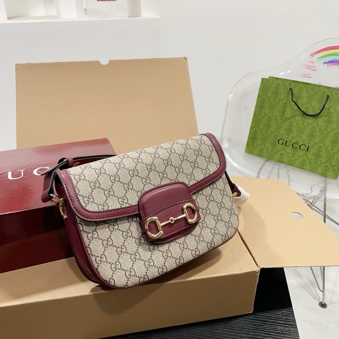 Gucci 1955 Horsebit Monogram saddle bag