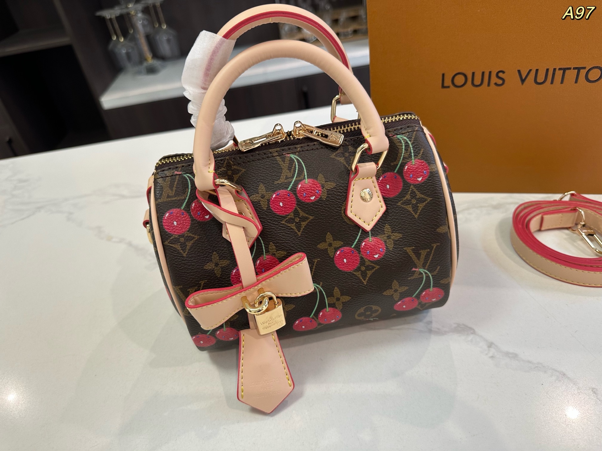 LV speedy Boston cherry series pillow bag