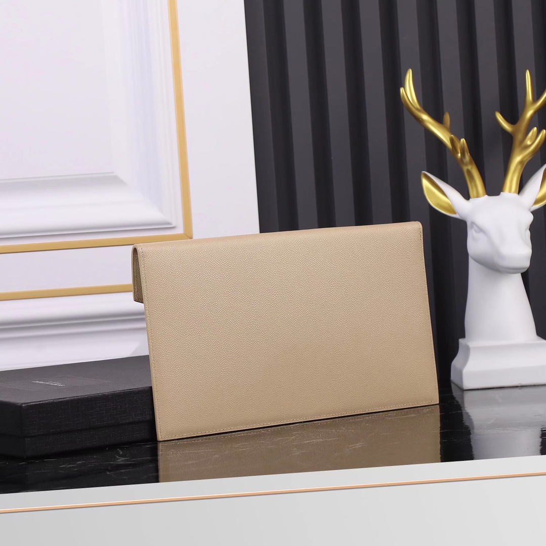 YSL Uptown Clutch Classic metal logo bag