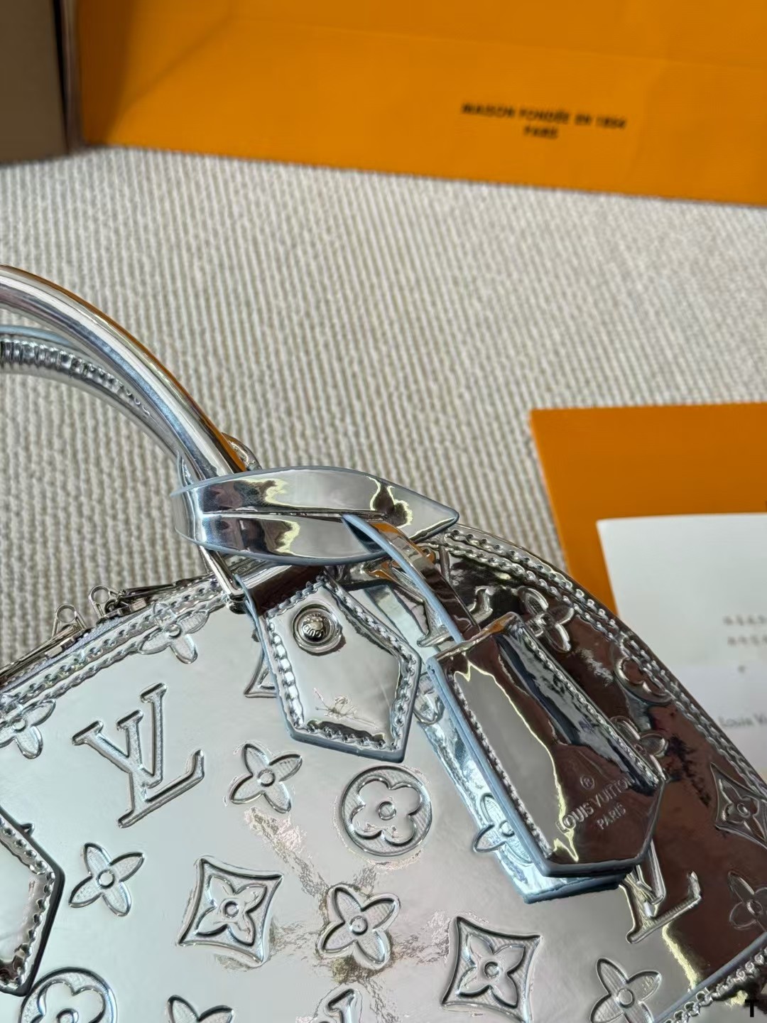 LV Alma BB silver handbag classic Monogram pattern