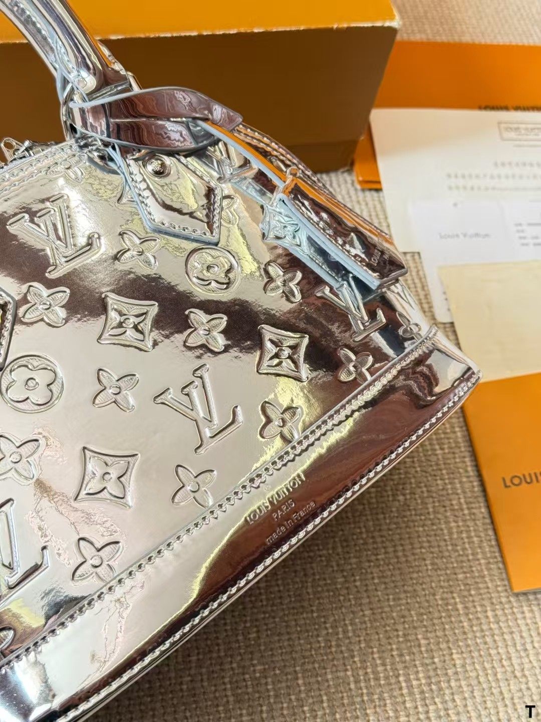 LV Alma BB silver handbag classic Monogram pattern