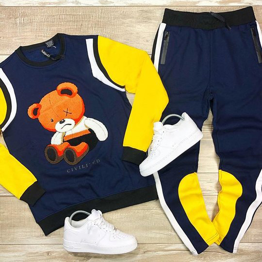 Blue yellow fashion bear suit