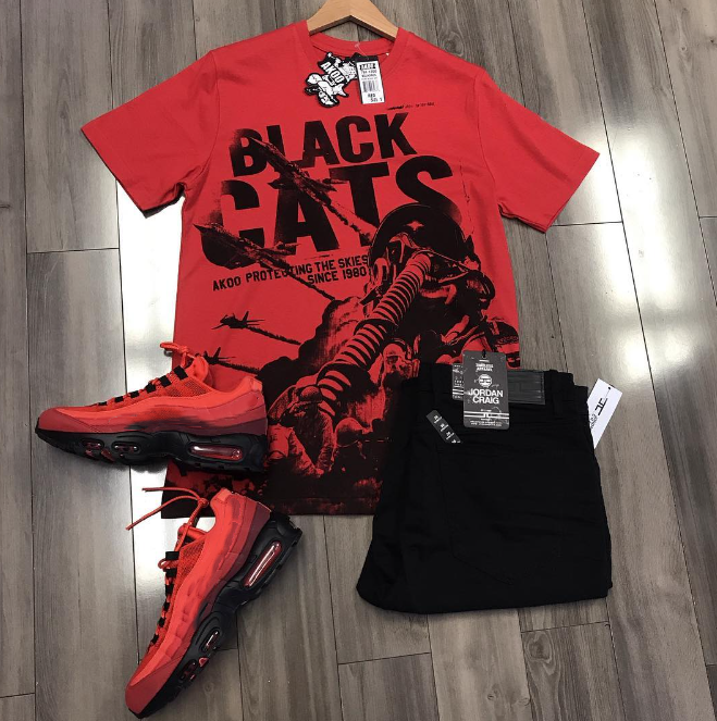 Fashion red letter printing suit