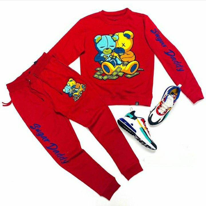 Fashion Bear Print Red Suit