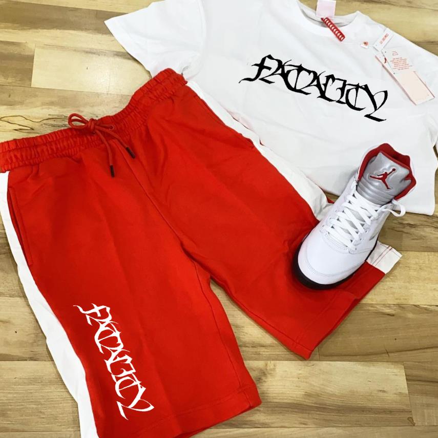 Round neck letter printing suit