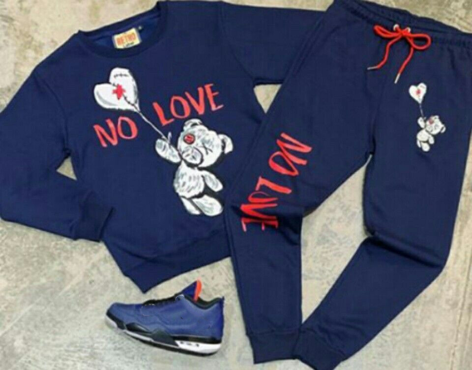 No Love Fleece Set Bear print