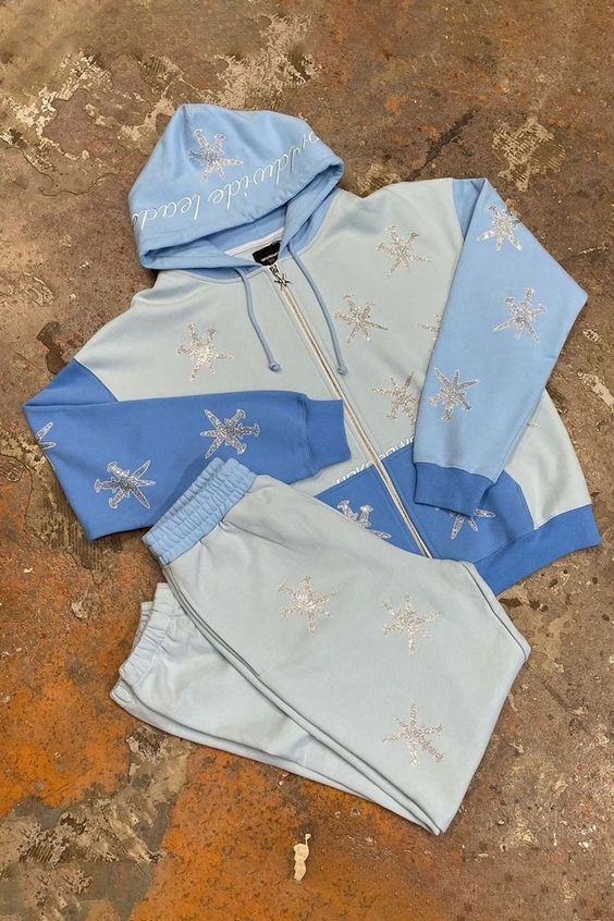 snow Print casual sweater suit