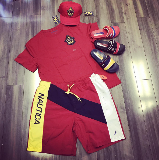 Fashion red letter printing suit