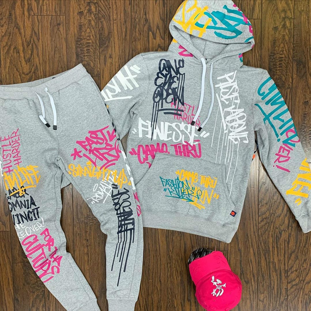 Graffiti fashion hooded suit