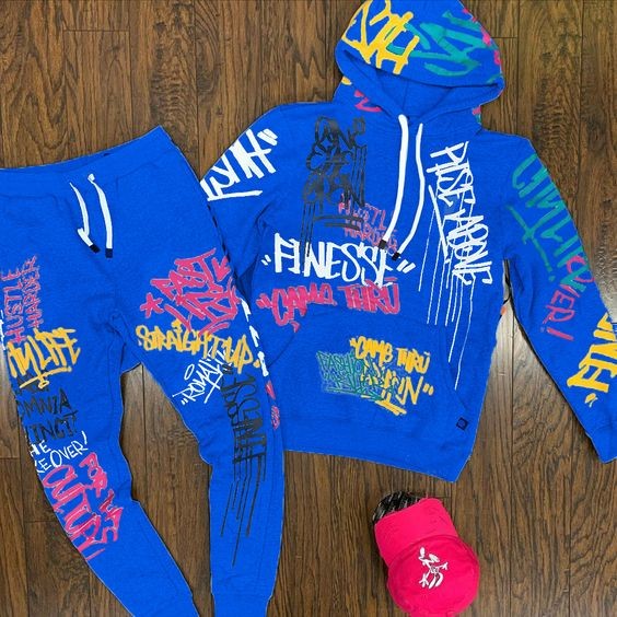 Blue letter printed style set