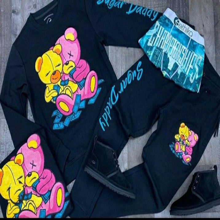 No Love Fleece Set Bear print
