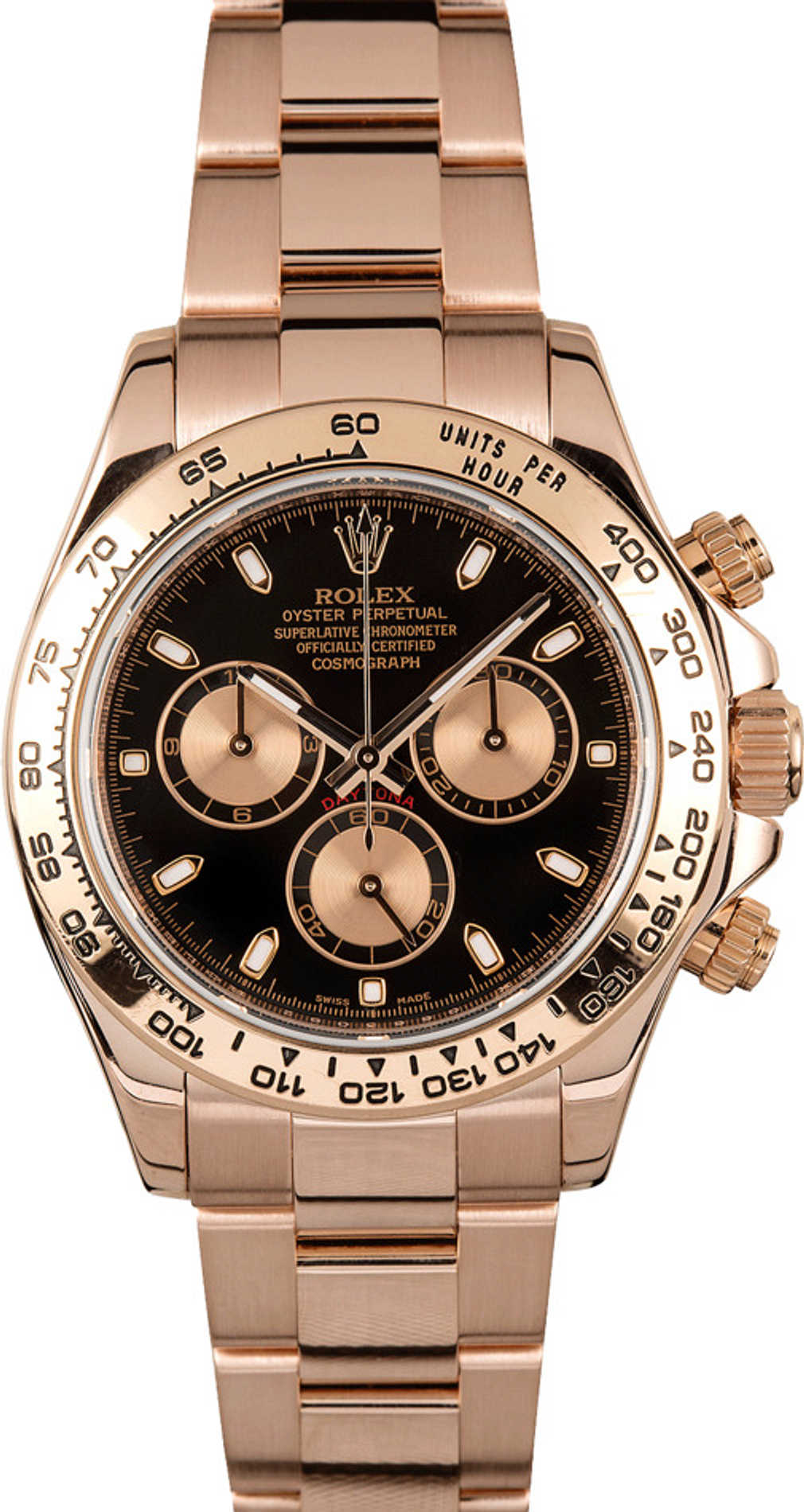 Rolex Everose Gold 116505 Cosmograph Daytona 40mm Black Diamond Dial Watch