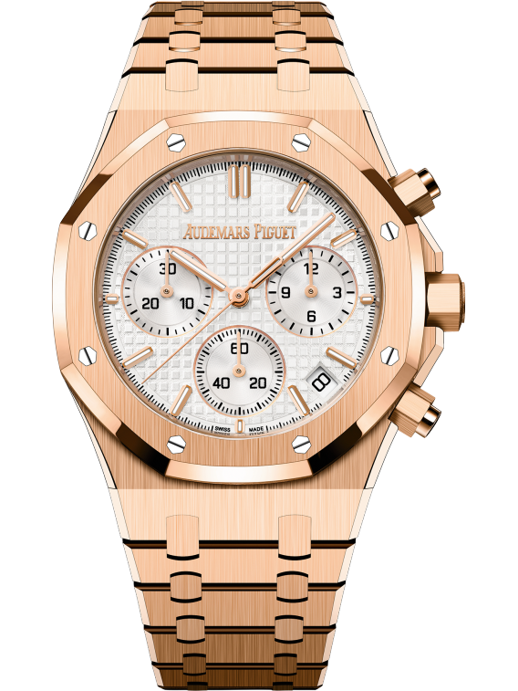 AUDEMARS PIGUET Pink Gold Silver-Toned Dial CHRONOGRAPH 41mm