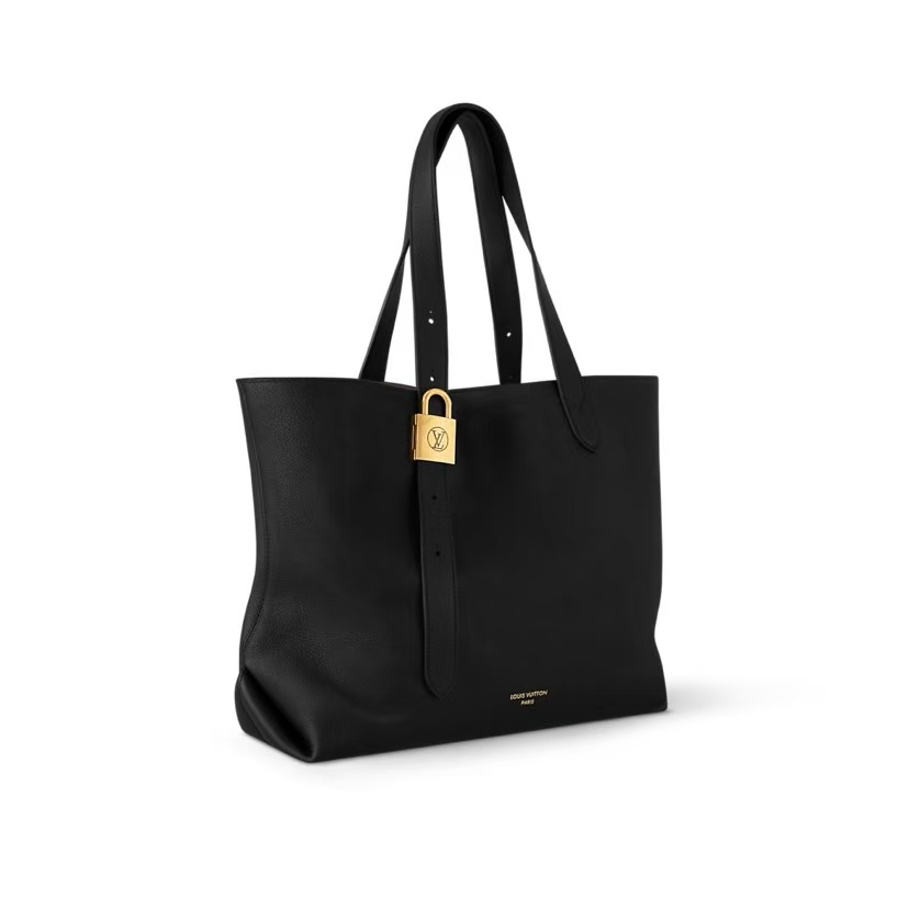 LOUIS VUITTON LOW KEY CABAS EMBLEM LEATHER TOTE IN BLACK