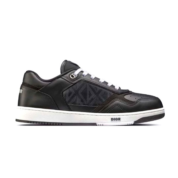 DIOR B27 LOW-TOP SNEAKER BLACK SMOOTH CALFSKIN AND CD DIAMOND CANVAS – DO141