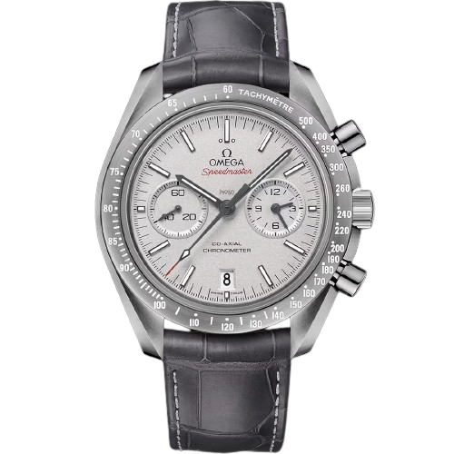 OMEGA SPEEDMASTER DARK SIDE OF THE MOON 44.25 MM, GREY CERAMIC ON LEATHER STRAP WITH FOLDOVER CLASP