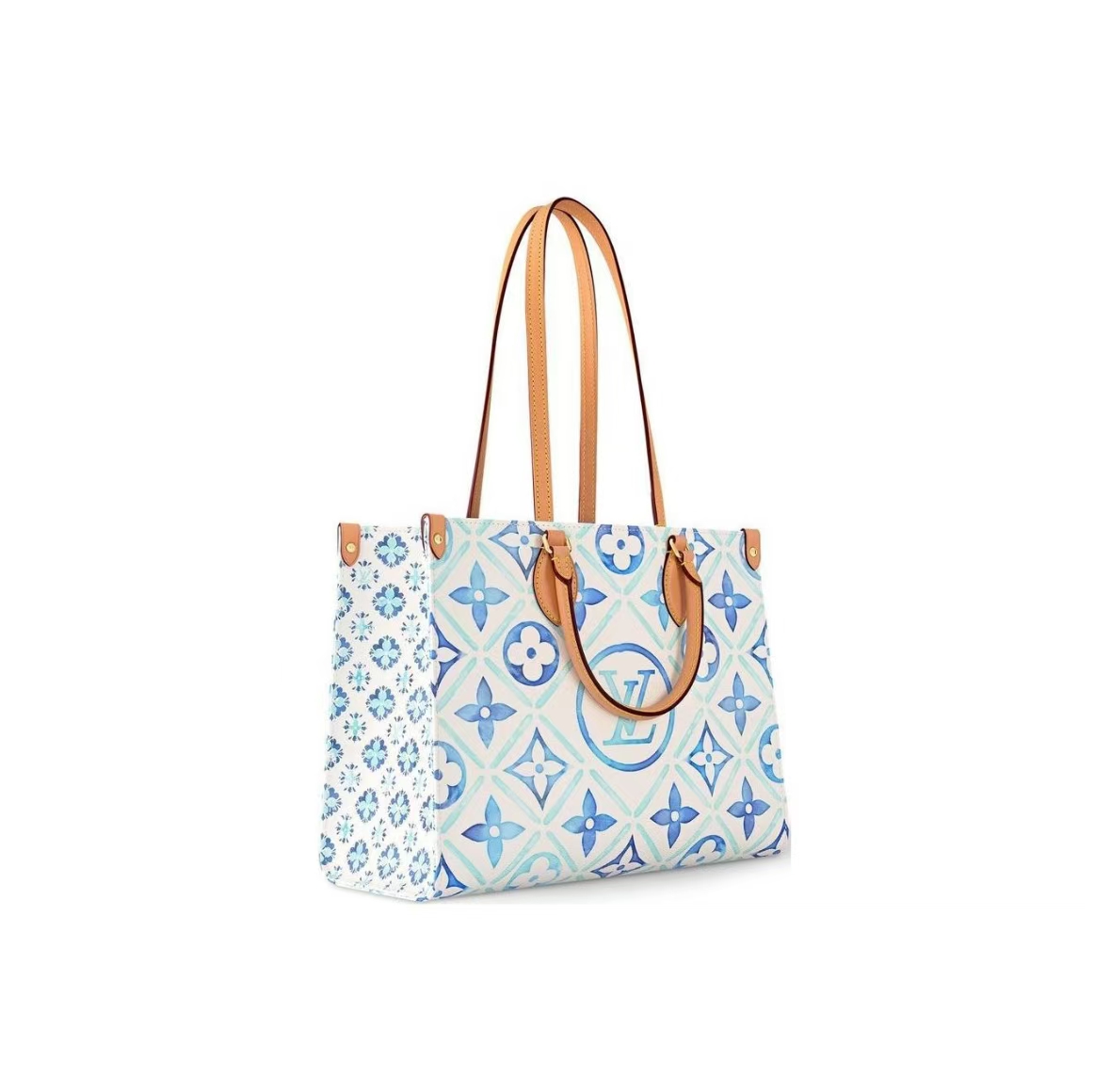 LOUIS VUITTON ONTHEGO MM MONOGRAM EMBLEM IN BLUE & BROWN