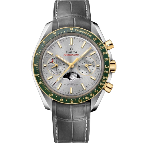 OMEGA SPEEDMASTER MOONPHASE 44.25 MM, STEEL ‑ YELLOW GOLD ON LEATHER STRAP