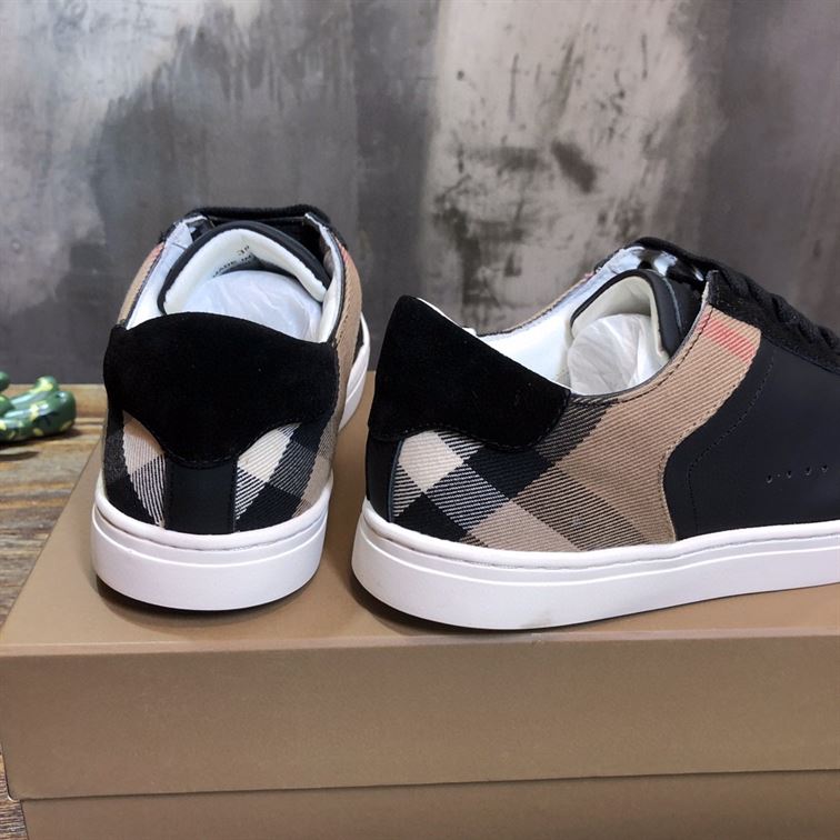 BURBERRY LEATHER AND HOUSE CHECK COTTON SNEAKERS – BBR014