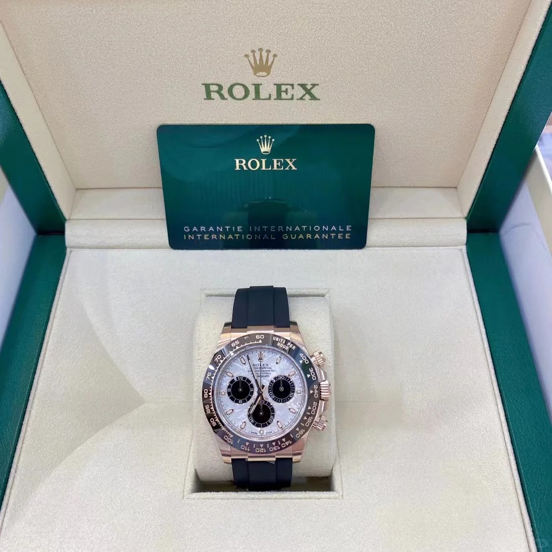 Rolex Daytona 18k Everose Gold Ceramic Bezel Meteorite Dial Oysterflex 116515LN-0055