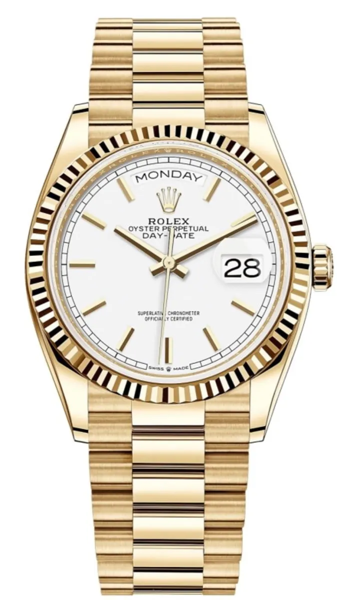 Rolex Day-Date Yellow Gold White Dial Unisex Watch M128238-0081