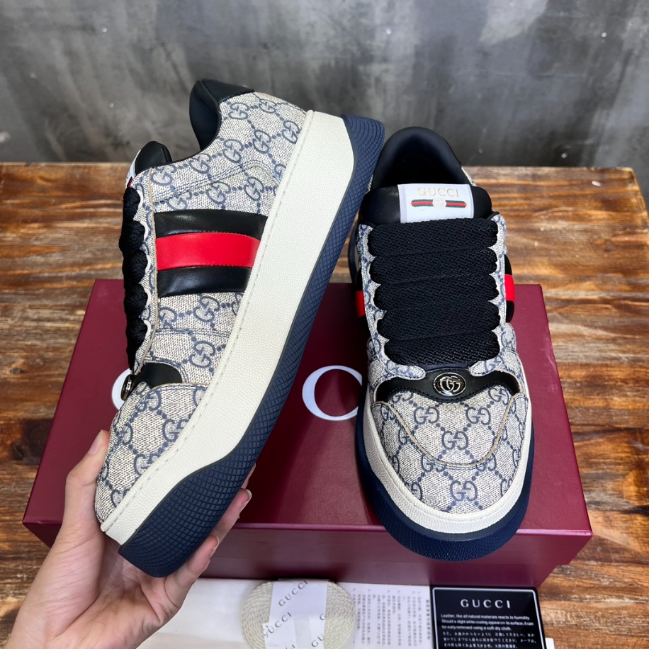 Gucci Screener Web Beige and Blue Sneaker – GCC171