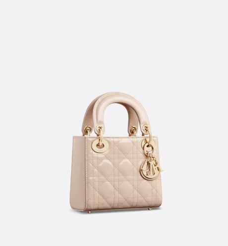 MINI LADY DIOR BAG Aesthetic Beige Patent Cannage Calfskin