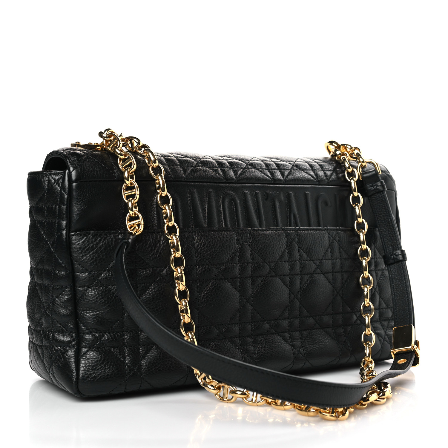 Grained Calfskin Cannage Large Caro Bag Black