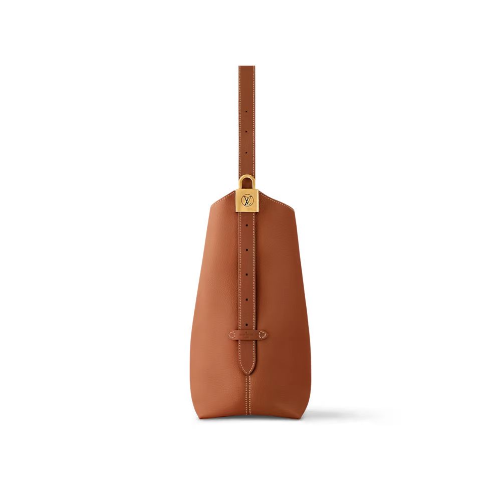 LOW KEY HOBO MM EMBLEM LEATHER BAG IN BROWN