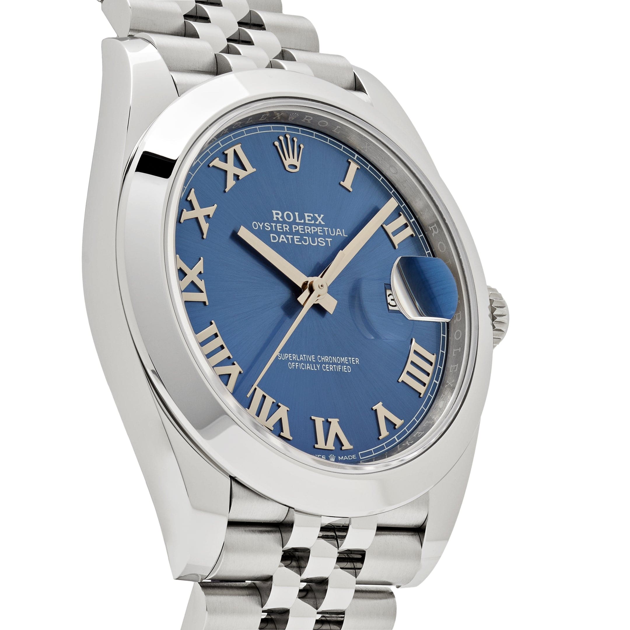 Rolex Datejust 41 Stainless Steel Blue Roman Dial Jubilee Bracelet Men's Watch M126300-0018