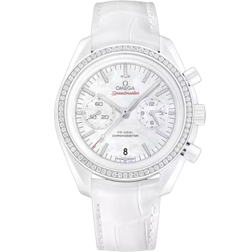 OMEGA SPEEDMASTER DARK SIDE OF THE MOON 44.25 MM, WHITE CERAMIC ON LEATHER STRAP