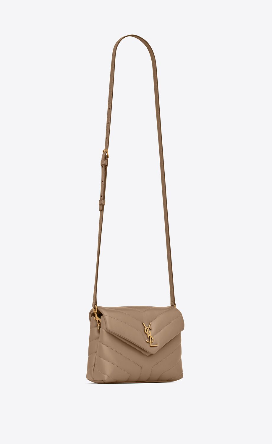 YSL Loulou Toy Bag in Matelasse Y Leather in Greyish Brown